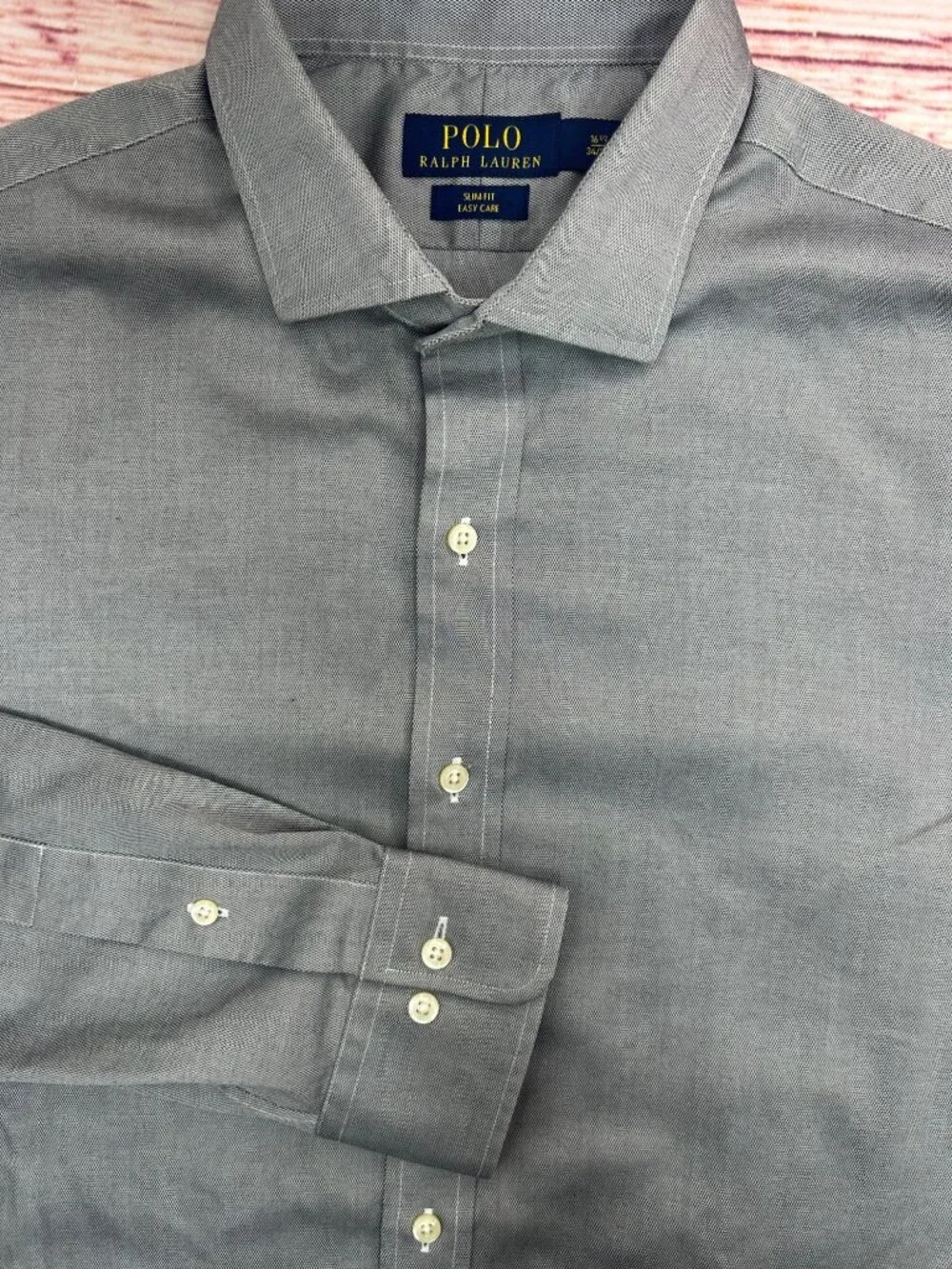 Polo Ralph Lauren Mens Slim Fit Gray Dress Shirt 16.5 Medium